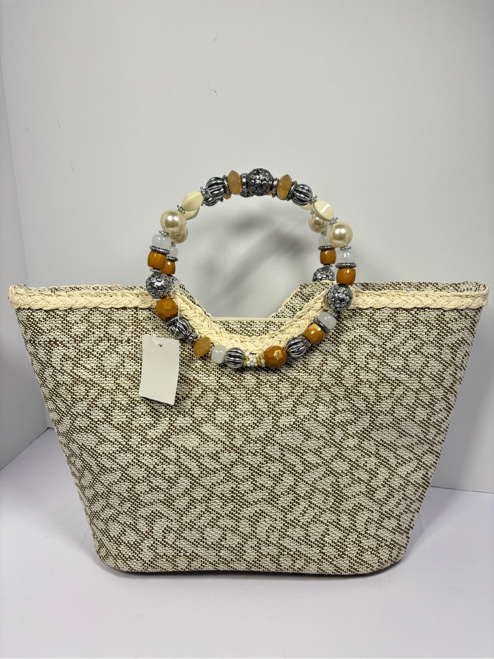 ✨Cappelli Straworld Wh Bead Handle Bag - Picture 2 of 15